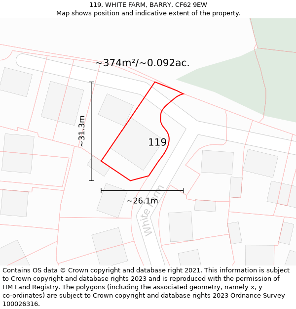 119, WHITE FARM, BARRY, CF62 9EW: Plot and title map