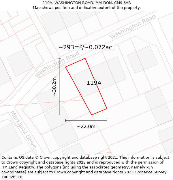 119A, WASHINGTON ROAD, MALDON, CM9 6AR: Plot and title map