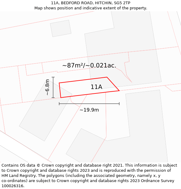 11A, BEDFORD ROAD, HITCHIN, SG5 2TP: Plot and title map