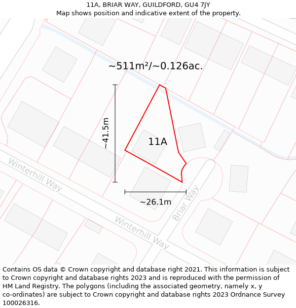 11A, BRIAR WAY, GUILDFORD, GU4 7JY: Plot and title map