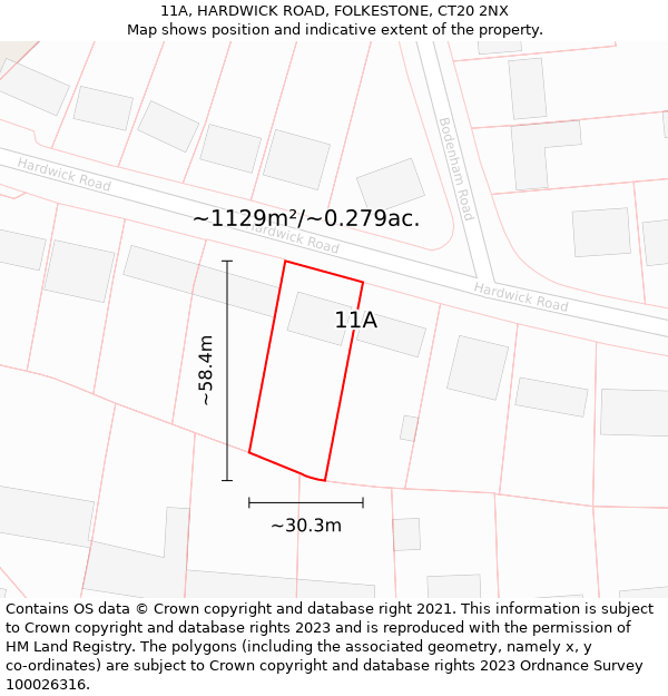 11A, HARDWICK ROAD, FOLKESTONE, CT20 2NX: Plot and title map