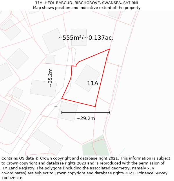 11A, HEOL BARCUD, BIRCHGROVE, SWANSEA, SA7 9NL: Plot and title map