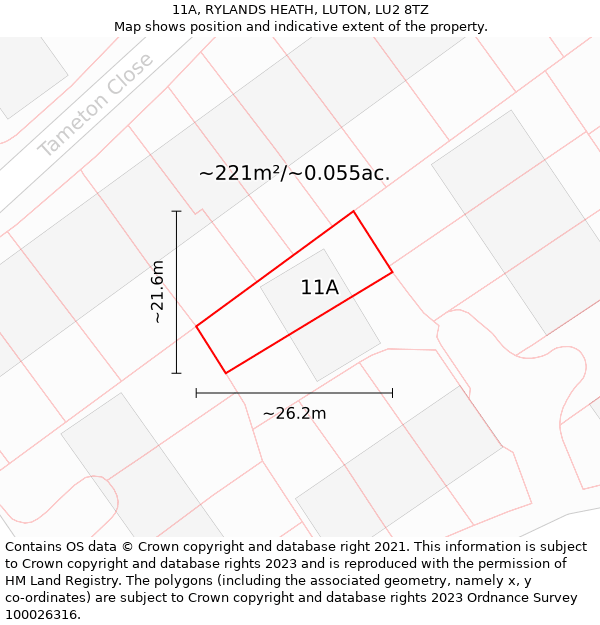 11A, RYLANDS HEATH, LUTON, LU2 8TZ: Plot and title map