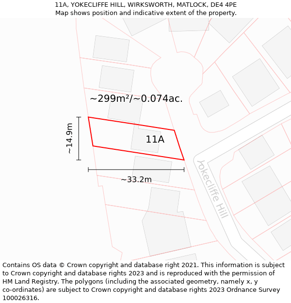 11A, YOKECLIFFE HILL, WIRKSWORTH, MATLOCK, DE4 4PE: Plot and title map