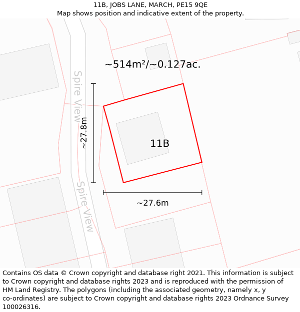 11B, JOBS LANE, MARCH, PE15 9QE: Plot and title map