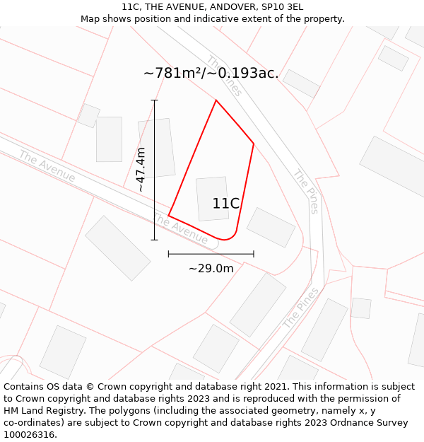 11C, THE AVENUE, ANDOVER, SP10 3EL: Plot and title map