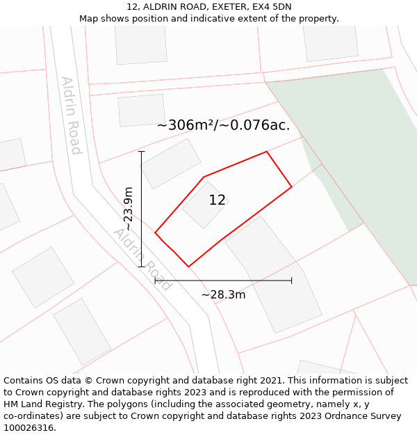 12, ALDRIN ROAD, EXETER, EX4 5DN: Plot and title map
