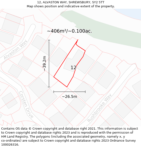 12, ALVASTON WAY, SHREWSBURY, SY2 5TT: Plot and title map