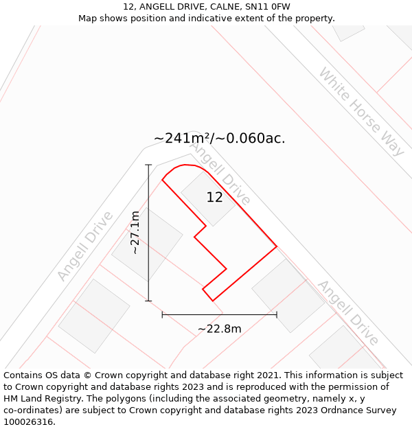 12, ANGELL DRIVE, CALNE, SN11 0FW: Plot and title map