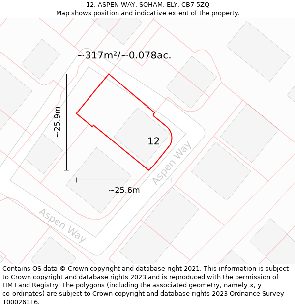 12, ASPEN WAY, SOHAM, ELY, CB7 5ZQ: Plot and title map