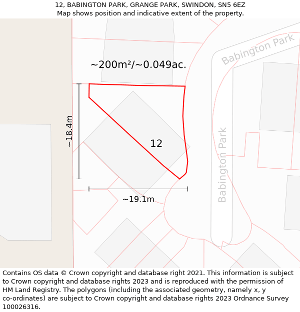 12, BABINGTON PARK, GRANGE PARK, SWINDON, SN5 6EZ: Plot and title map