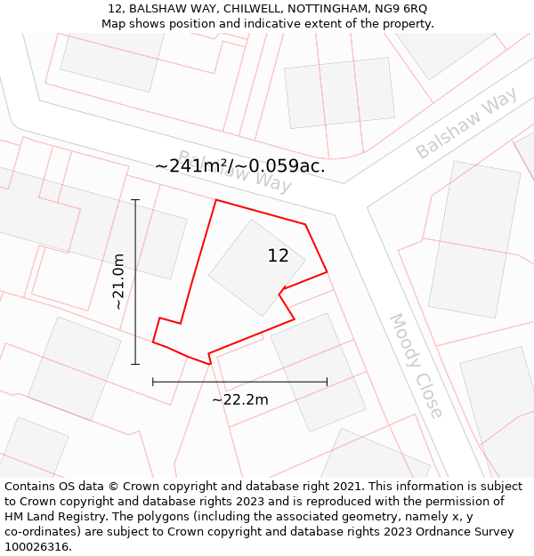 12, BALSHAW WAY, CHILWELL, NOTTINGHAM, NG9 6RQ: Plot and title map