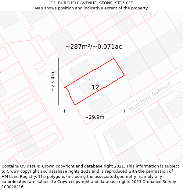 12, BURCHELL AVENUE, STONE, ST15 0FE: Plot and title map