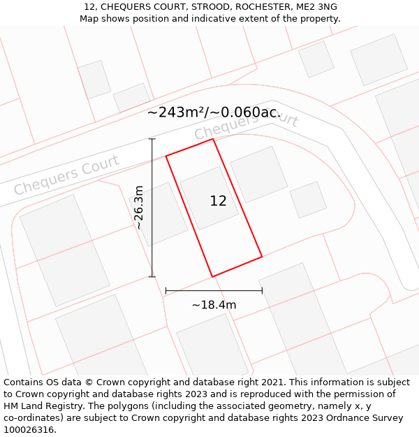 12, CHEQUERS COURT, STROOD, ROCHESTER, ME2 3NG: Plot and title map