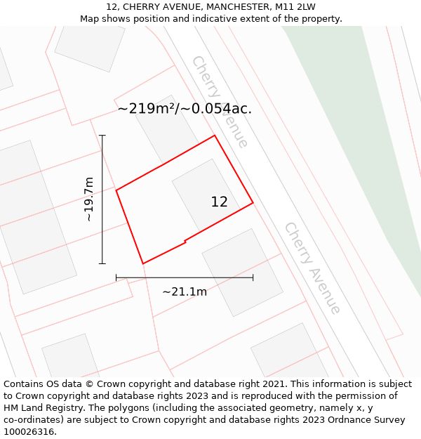 12, CHERRY AVENUE, MANCHESTER, M11 2LW: Plot and title map