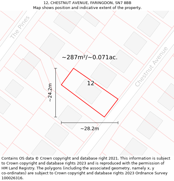 12, CHESTNUT AVENUE, FARINGDON, SN7 8BB: Plot and title map