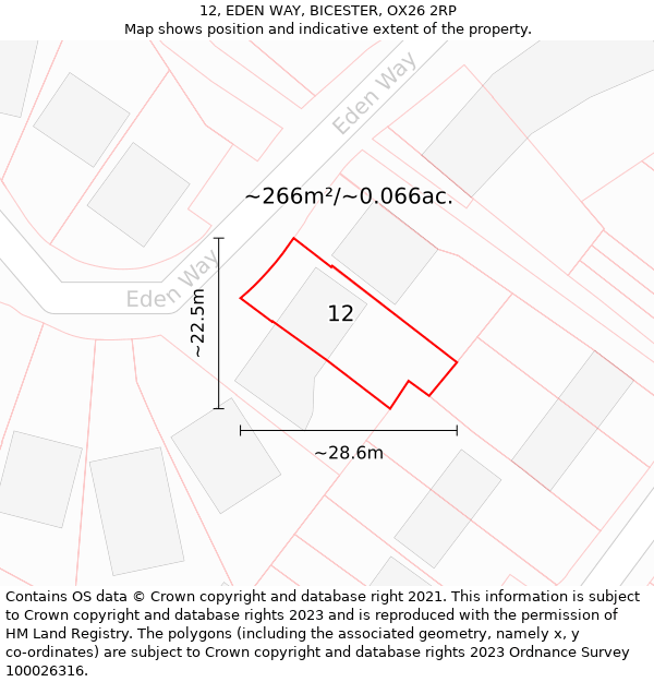 12, EDEN WAY, BICESTER, OX26 2RP: Plot and title map