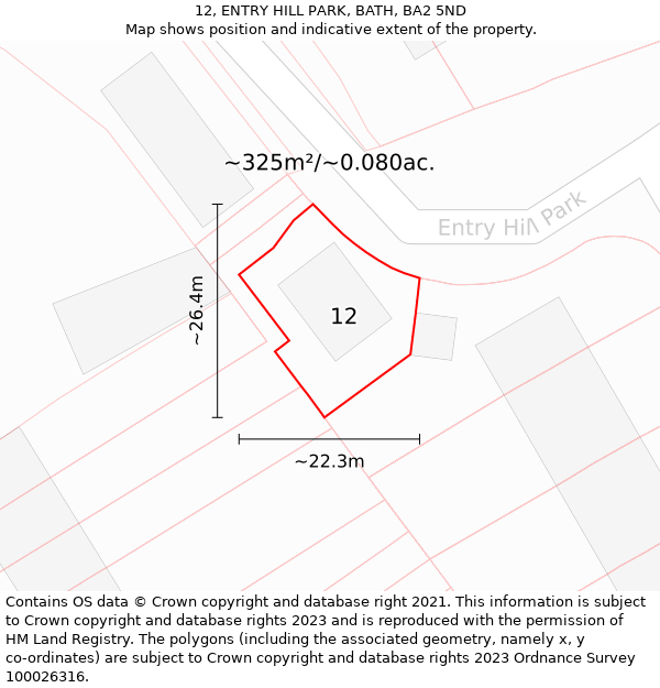 12, ENTRY HILL PARK, BATH, BA2 5ND: Plot and title map