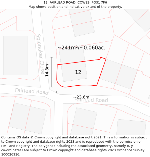 12, FAIRLEAD ROAD, COWES, PO31 7FH: Plot and title map