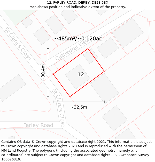 12, FARLEY ROAD, DERBY, DE23 6BX: Plot and title map
