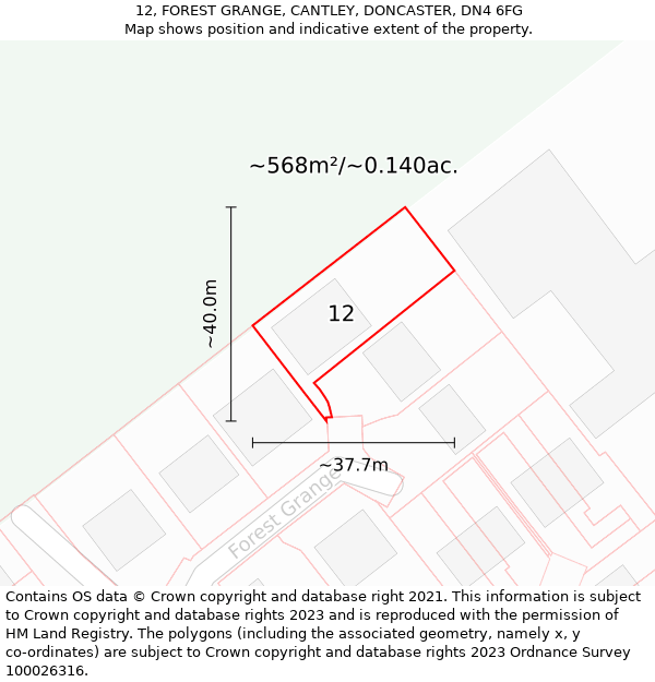 12, FOREST GRANGE, CANTLEY, DONCASTER, DN4 6FG: Plot and title map