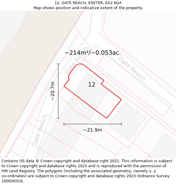 12, GATE REACH, EXETER, EX2 6GA: Plot and title map