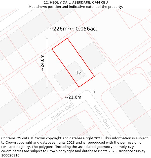 12, HEOL Y DAIL, ABERDARE, CF44 0BU: Plot and title map