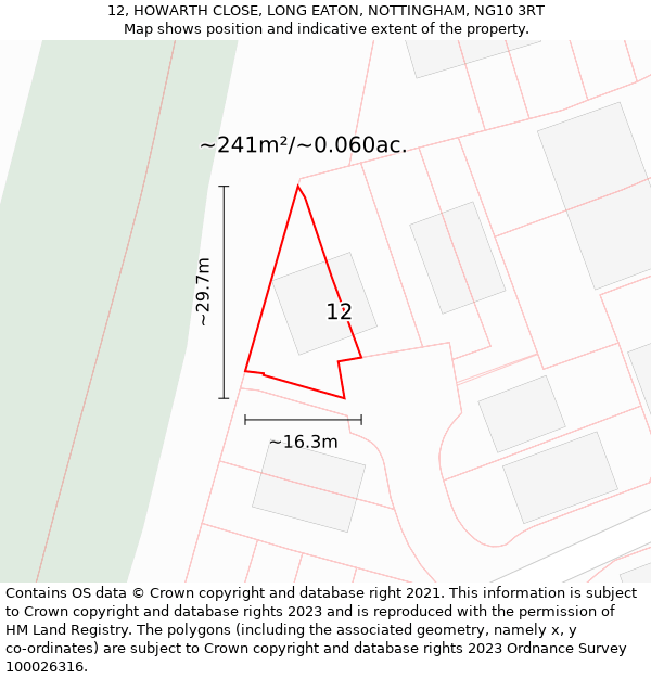 12, HOWARTH CLOSE, LONG EATON, NOTTINGHAM, NG10 3RT: Plot and title map