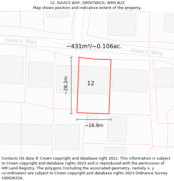 12, ISAACS WAY, DROITWICH, WR9 8UZ: Plot and title map