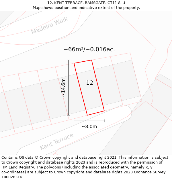 12, KENT TERRACE, RAMSGATE, CT11 8LU: Plot and title map