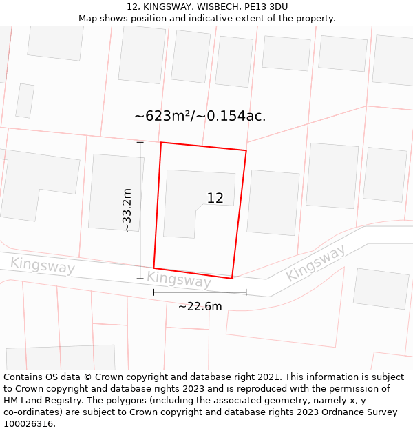 12, KINGSWAY, WISBECH, PE13 3DU: Plot and title map