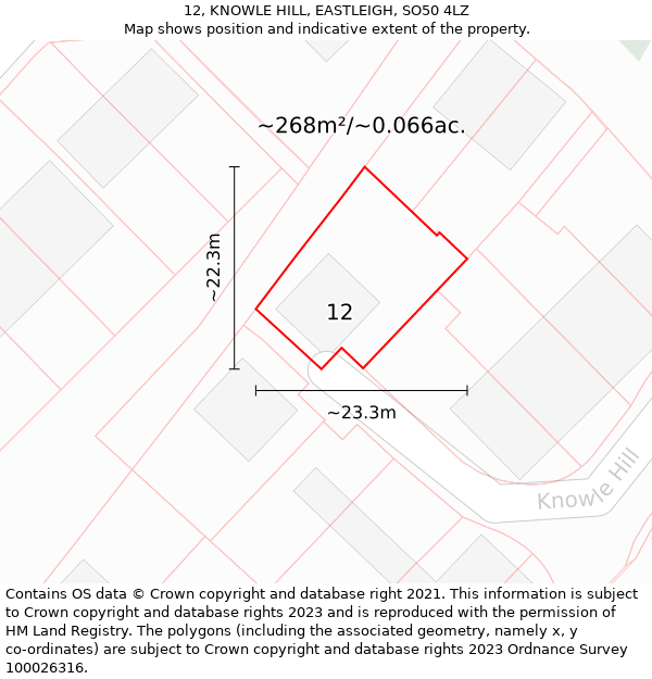 12, KNOWLE HILL, EASTLEIGH, SO50 4LZ: Plot and title map