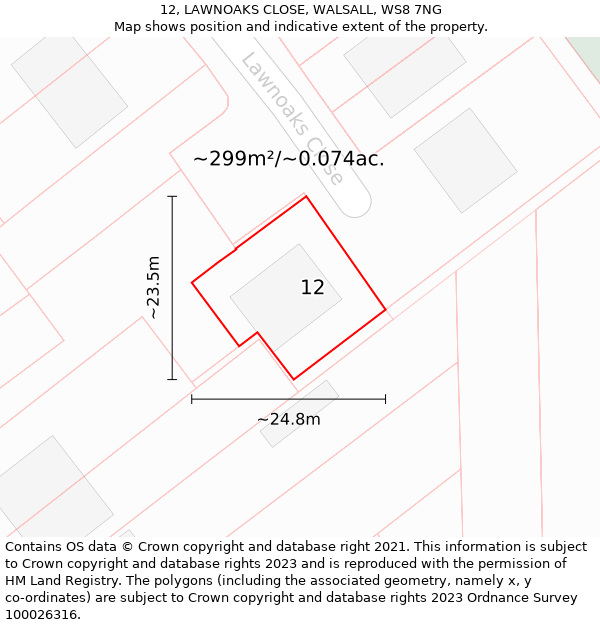 12, LAWNOAKS CLOSE, WALSALL, WS8 7NG: Plot and title map