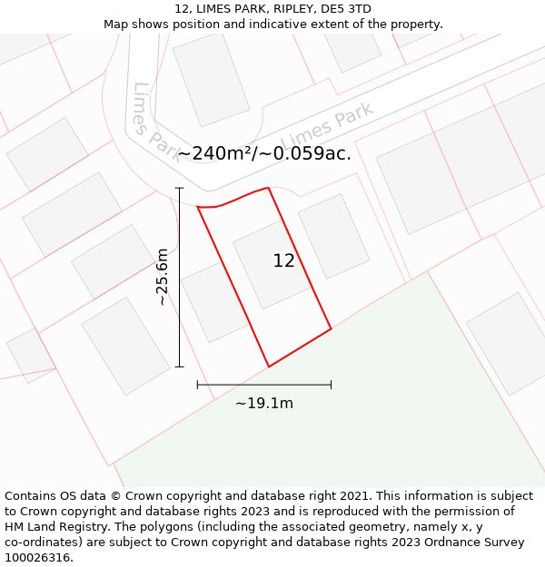 12, LIMES PARK, RIPLEY, DE5 3TD: Plot and title map