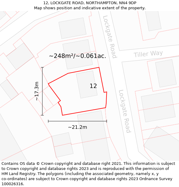 12, LOCKGATE ROAD, NORTHAMPTON, NN4 9DP: Plot and title map