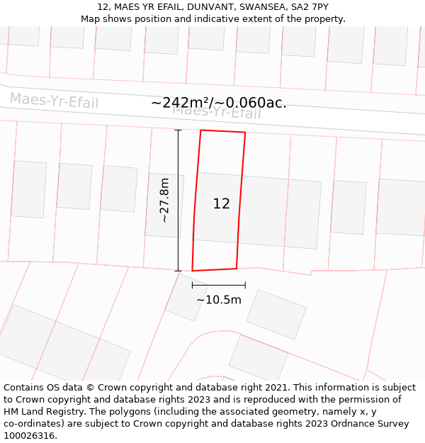 12, MAES YR EFAIL, DUNVANT, SWANSEA, SA2 7PY: Plot and title map