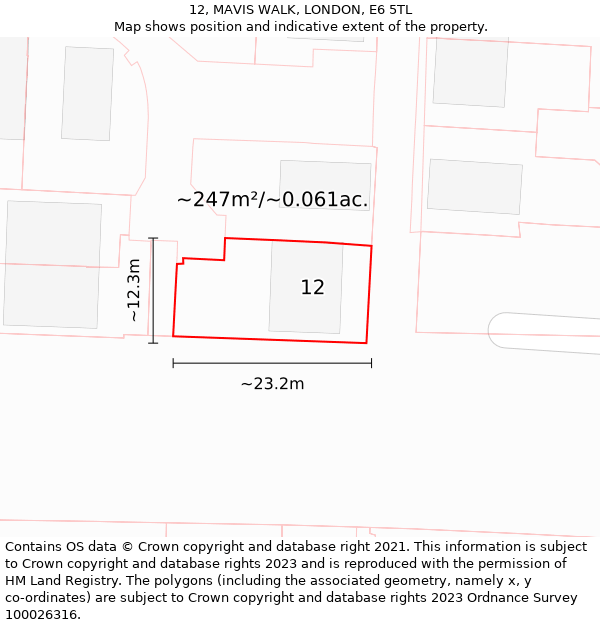 12, MAVIS WALK, LONDON, E6 5TL: Plot and title map