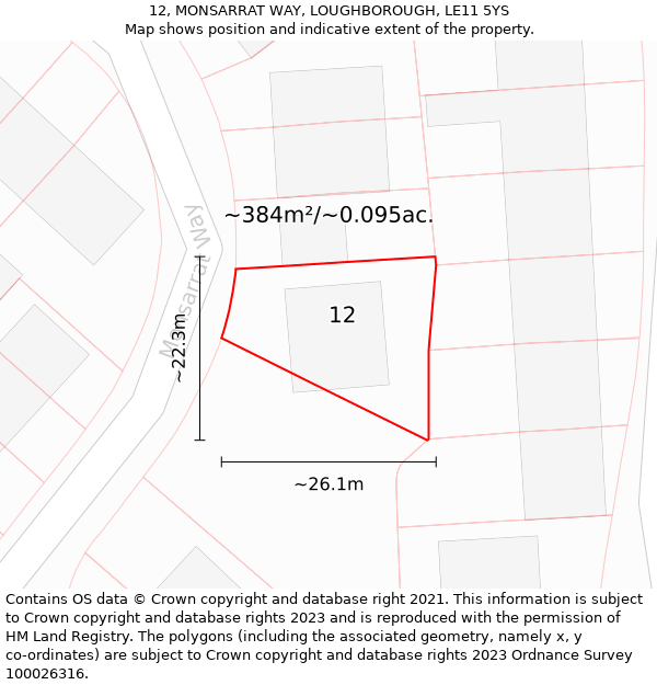 12, MONSARRAT WAY, LOUGHBOROUGH, LE11 5YS: Plot and title map