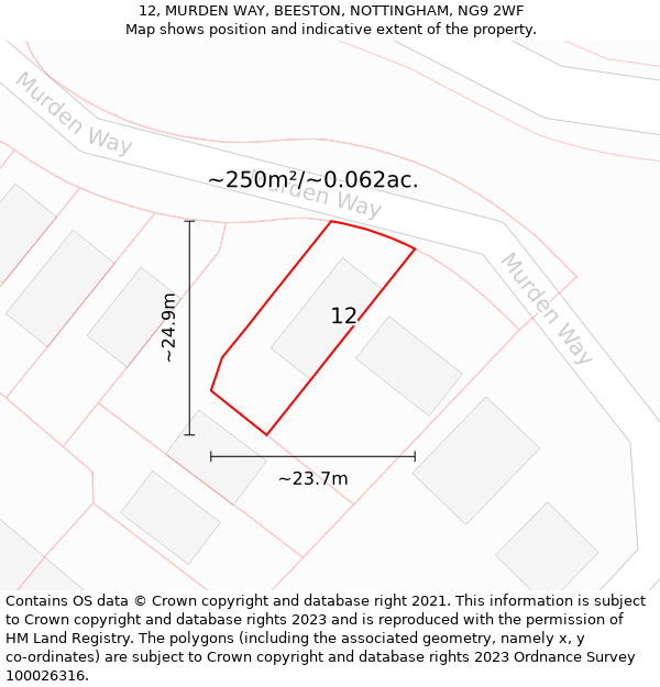 12, MURDEN WAY, BEESTON, NOTTINGHAM, NG9 2WF: Plot and title map