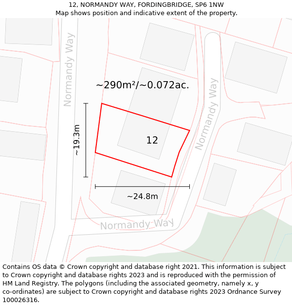 12, NORMANDY WAY, FORDINGBRIDGE, SP6 1NW: Plot and title map