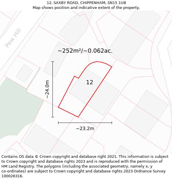 12, SAXBY ROAD, CHIPPENHAM, SN15 1UB: Plot and title map