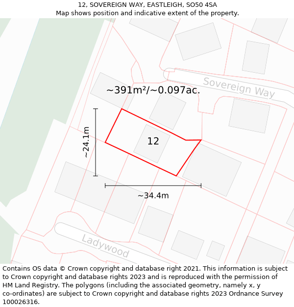 12, SOVEREIGN WAY, EASTLEIGH, SO50 4SA: Plot and title map