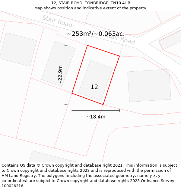 12, STAIR ROAD, TONBRIDGE, TN10 4HB: Plot and title map