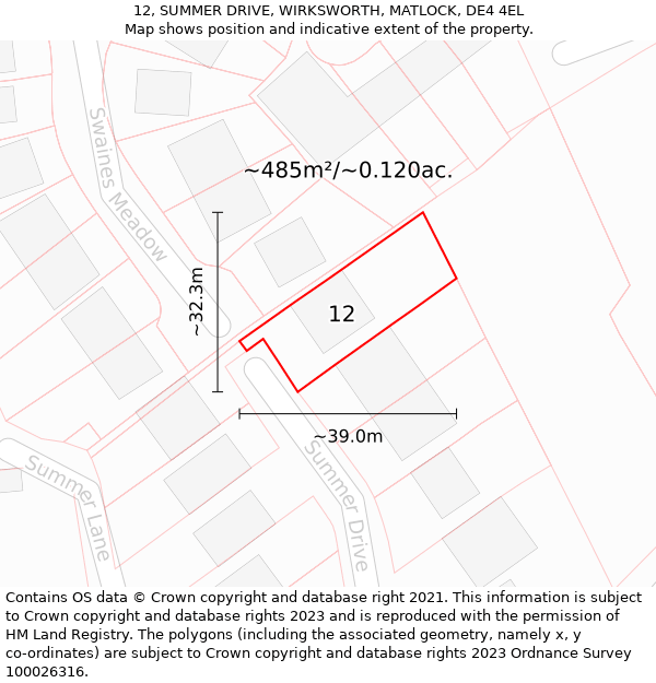 12, SUMMER DRIVE, WIRKSWORTH, MATLOCK, DE4 4EL: Plot and title map