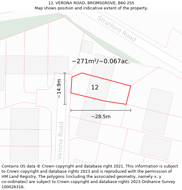 12, VERONA ROAD, BROMSGROVE, B60 2SS: Plot and title map