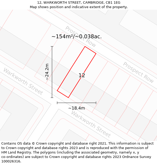 12, WARKWORTH STREET, CAMBRIDGE, CB1 1EG: Plot and title map