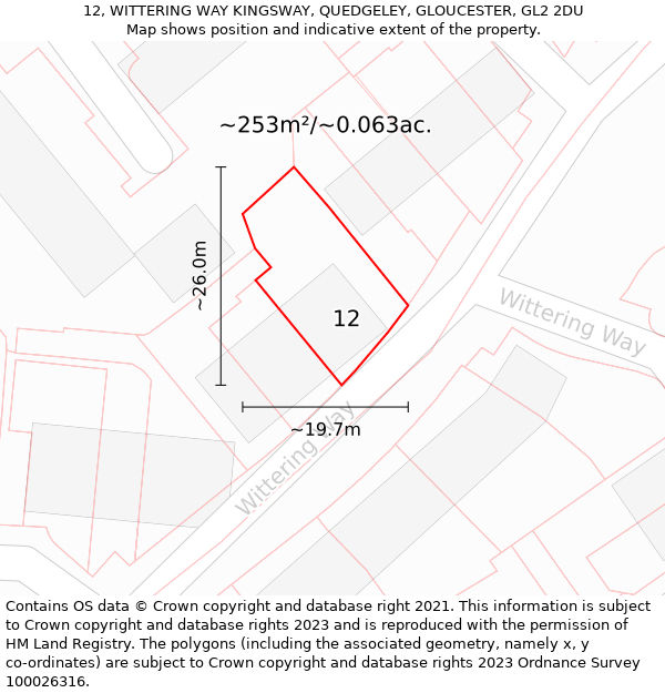 12, WITTERING WAY KINGSWAY, QUEDGELEY, GLOUCESTER, GL2 2DU: Plot and title map