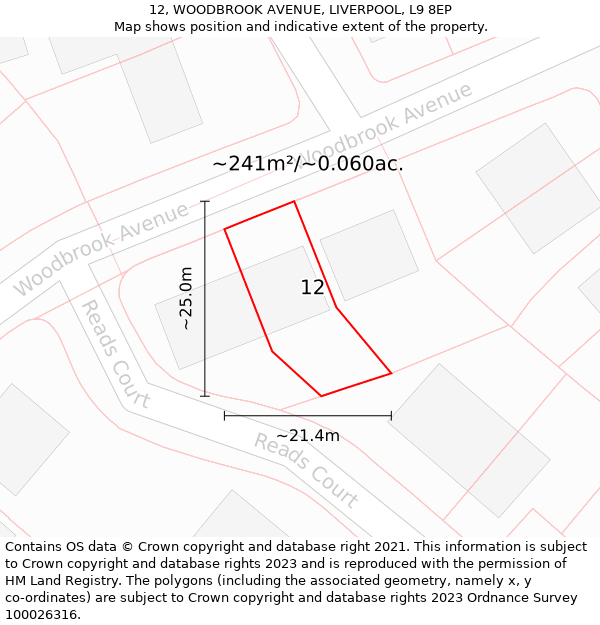 12, WOODBROOK AVENUE, LIVERPOOL, L9 8EP: Plot and title map