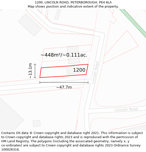 1200, LINCOLN ROAD, PETERBOROUGH, PE4 6LA: Plot and title map