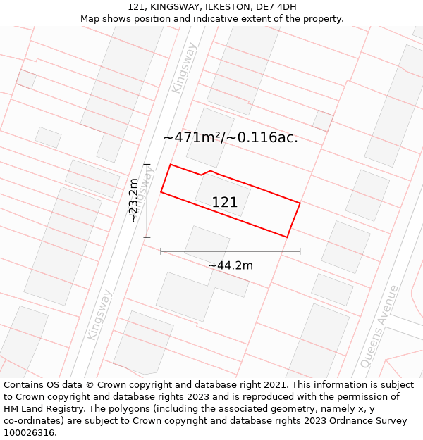 121, KINGSWAY, ILKESTON, DE7 4DH: Plot and title map